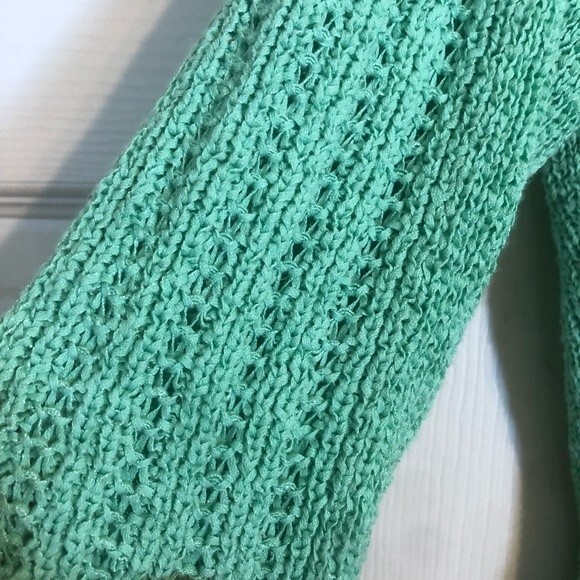 RACHEL ZOE Karla Mint Green Pullover Sweater Open Knit Medium Ribbed Long Sleeve - Picture 3 of 9